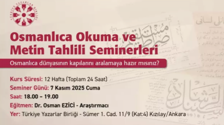  TYB yoğun ilgi ve talep üzerine Osmanlıca derslerine yeniden başlıyor